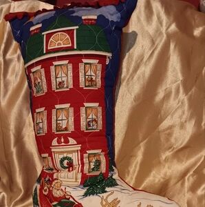 Vintage stuffed pillow Christmas stocking